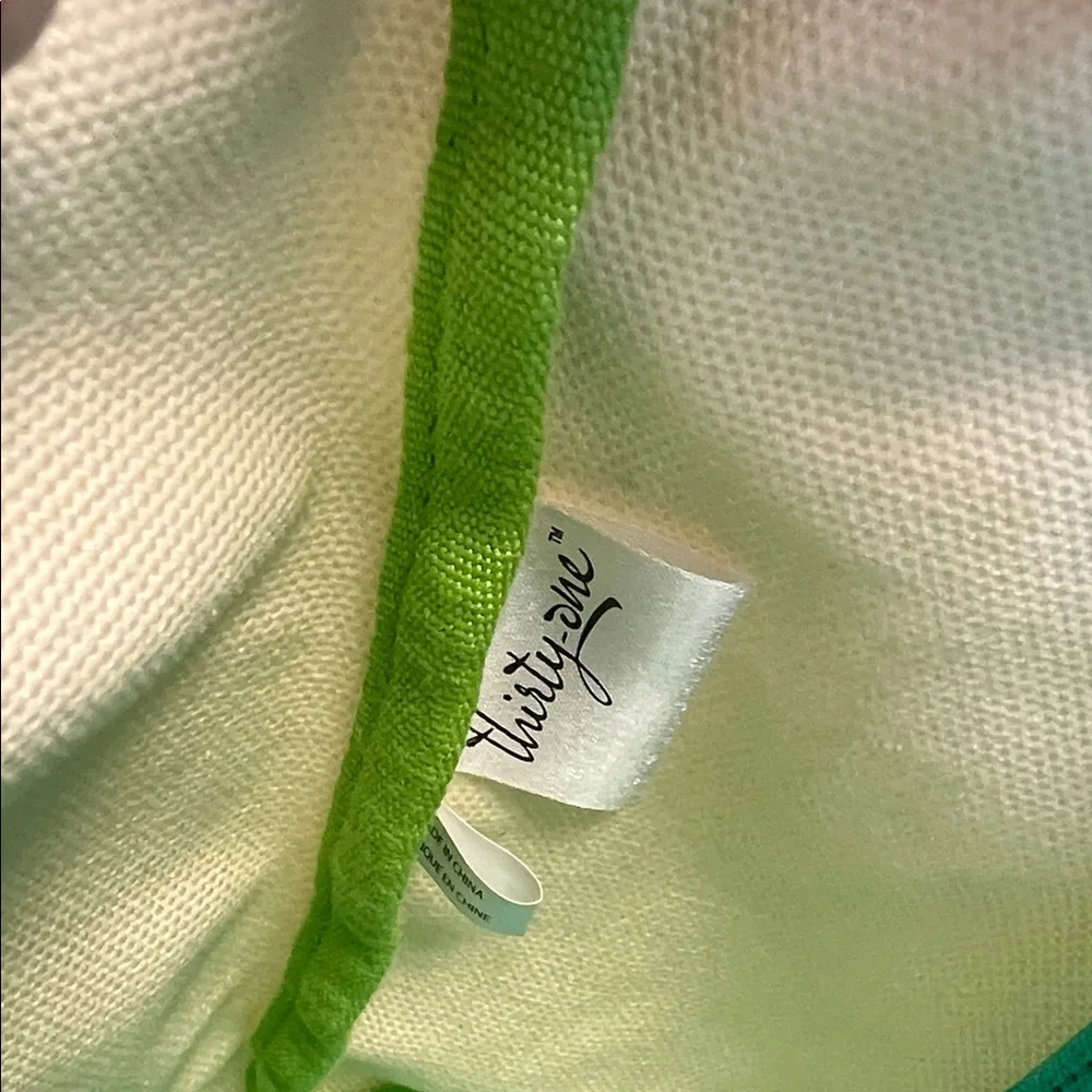 Canvas Tote Bag by Thirty one Cream/Teal   10x4
